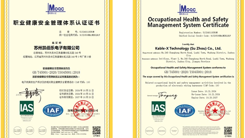 苏州凯佰乐荣获ISO45001职业健康安全管理体系认证